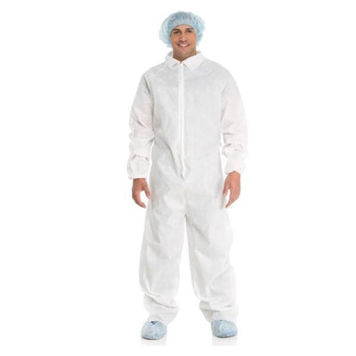 O & M Halyard Coverall Staff Disposable Large White 24/CA - 10075
