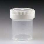 Globe Scientific Container: Tite-Rite, 20mL (0.67oz), PP, 35mm Opening, Graduated, with Separate White Screwcap