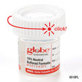 Globe Scientific Pre-Filled Click Close Container: 20mL (0.67oz), PP, Filled with 10mL of 10% Neutral Buffered Formalin, Attached Hazard Label, 24 of CariPak, 4 CariPaks  of Case