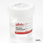 Globe Scientific Pre-Filled Click Close Container: 20mL (0.67oz), PP, Filled with 10mL of 10% Neutral Buffered Formalin, Attached Hazard Label, 24 of CariPak, 4 CariPaks  of Case