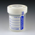 Globe Scientific Container: Tite-Rite, 60mL (2oz), PP, STERILE, Attached White Screw Cap, ID Label with Tab Seal, Graduated - GS-6523