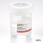 Globe Scientific Pre-Filled Click Close Container: 20mL (0.67oz), PP, Filled with 10mL of 10% Neutral Buffered Formalin, Attached Hazard Label, 24 of CariPak, 4 CariPaks  of Case