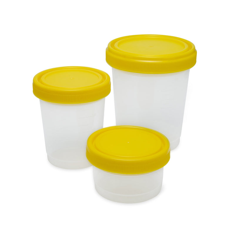 Globe Scientific Container: 250mL (8oz), 500mL (16oz), and 1000mL (32oz) PP, Graduated, with Separate Yellow Screwcap