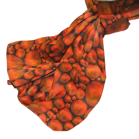 SCARF WITH RED RETINA IMAGES ON A BLACK BACKGROUND