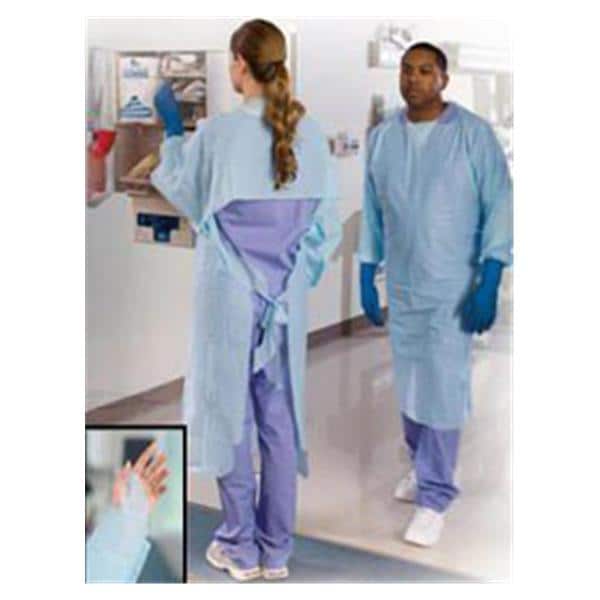 Tidi Products LLC Gown Protective TIDIShield Disposable Polyethylene Size Universal Blue 15/Bx, 5 BX/CA - 8576