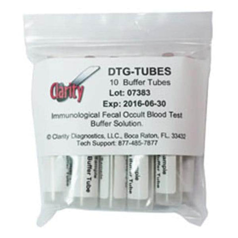 Diagnostic Test Group Clarity Specimen Collection Tube f/ IFOBT/IFIT Tests W/ CLIA Waived Buffer 10/Pk - DTG-TUBES