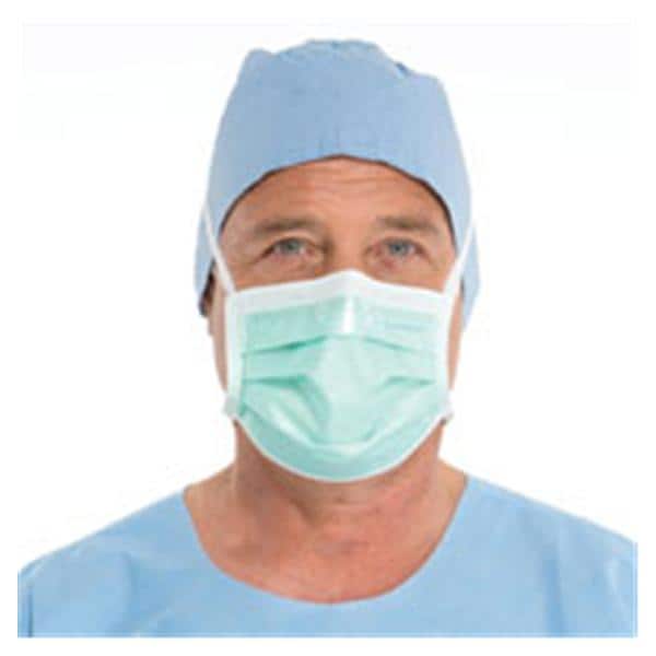 O & M Halyard Mask Tie On Anti-Fog Green 50/Bx - 49215