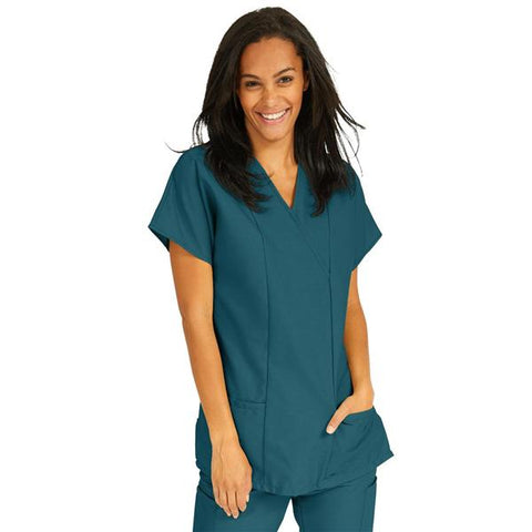 ComfortEase by Medline Shirt Scrub ComfortEase 8851 Crossover Unisex 3X Large Caribbean Blue Each - 8851JCBXXXL