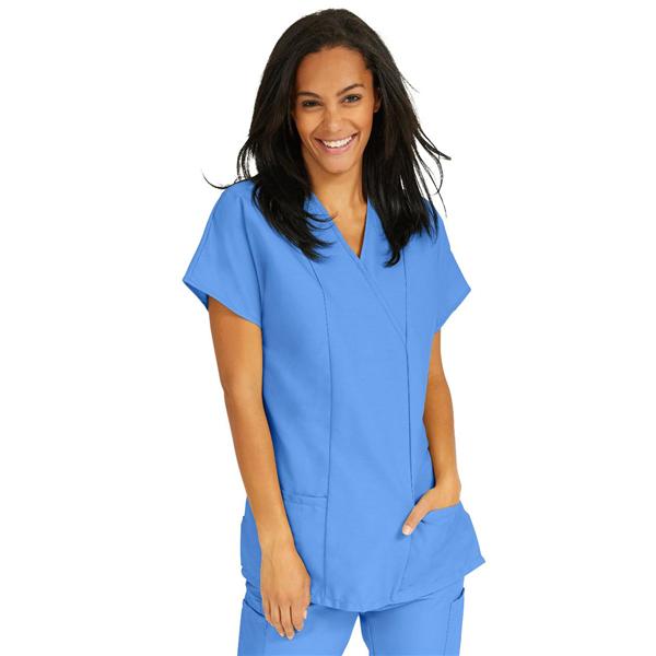 ComfortEase by Medline Shirt Scrub ComfortEase 8851 Crossover Unisex X-Small Ceil Blue Each - 8851JTHXS