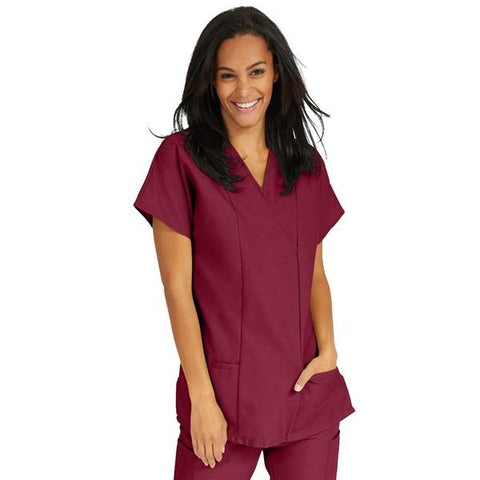 ComfortEase by Medline Shirt Scrub ComfortEase 8851 Crossover Unisex Small Wine Each - 8851JWNS
