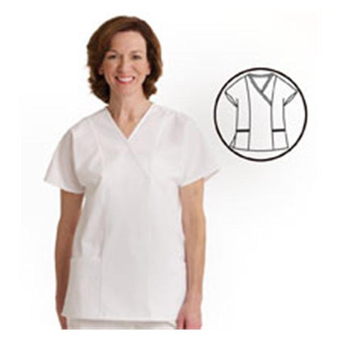 ComfortEase by Medline Shirt Scrub ComfortEase 8851 Crossover Unisex 3X Large White Each - 8851XTQXXXL
