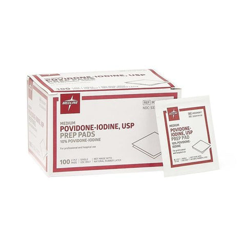 Medline Industries Inc Pad Prep PVP Iodine Medium 100/Bx, 10 BX/CA - MDS093917