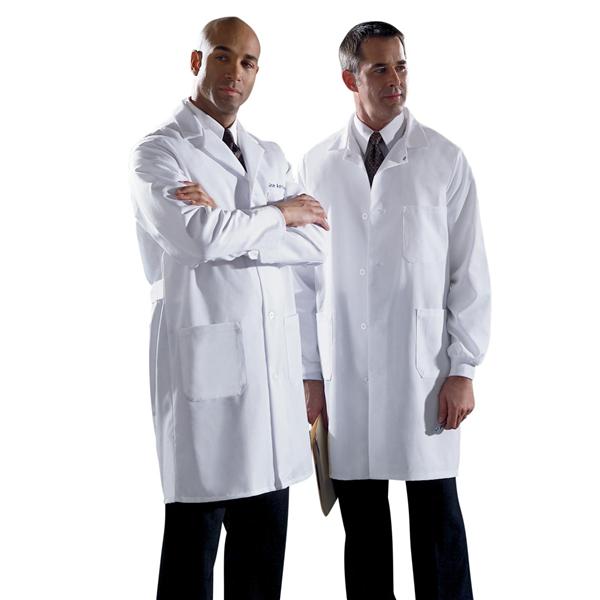 Medline Industries Inc Lab Coat Staff Length 80% Polyester / 20% Cotton Poplin Mens White Sz 42 39" Each - MDT12WHT42E