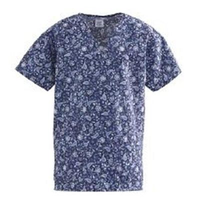 ComfortEase by Medline Shirt Scrub 65% Polyester / 35% Cotton W Rhapsody Blues 3XL NRvrsbl 2Pckt Each - 8800JRPXXXL