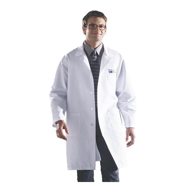 Medline Industries Inc Lab Coat Knee Length 80% Polyester / 20% Cotton Poplin Unisex White 3XL 41" Each - 83044QHWXXXL
