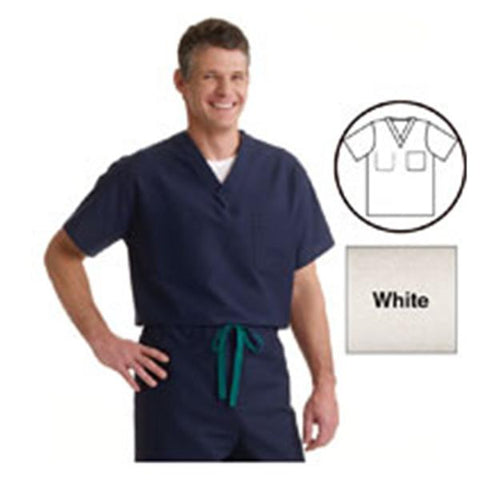 ComfortEase by Medline Shirt Scrub 910 Unisex 2X Large White Each - 910XTQXXL-CM
