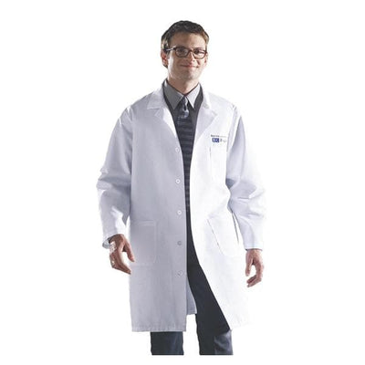 Medline Industries Inc Lab Coat Knee Length 80% Polyester / 20% Cotton Poplin Unisex White Small 41" Each - 83044QHWS