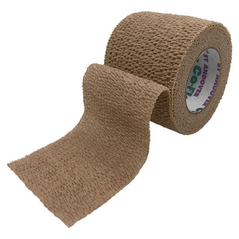 Andover Coated Products Bandage CoFlex Compression Elastic 6"x5yd Latex Non-Sterile Cohesive Tan 12/Bx - 3600TN-012