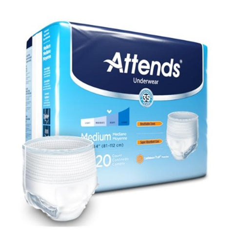 Attends Healthcare Products Underwear Attends Adult Unisex Medium 34-44" Extra White 4x20/Ca - AP0720
