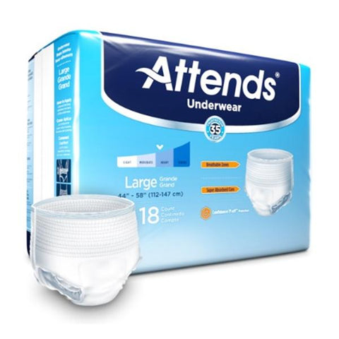 Attends Healthcare Products Underwear Attends Adult Unisex Large 44-58" Extra White 4x18/Ca - AP0730