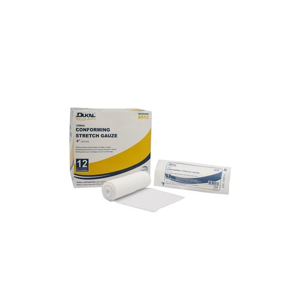 Dukal Corporation Bandage 4" Conforming Gauze White LF Sterile 12/Pk, 8 PK/CA - 8515