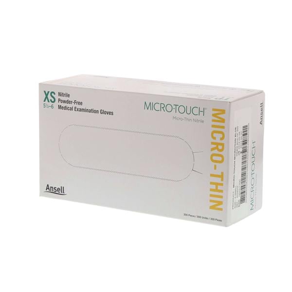 Ansell Healthcare Products LLC Gloves Exam Micro-Touch Micro-Thin PF Nitrile Latex-Free 9 in XS Blue 300/Bx, 10 BX/CA - 6034310