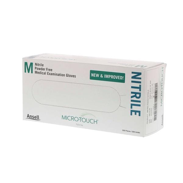 Ansell Healthcare Products LLC Gloves Exam Micro-Touch Nitrile PF Nitrile Latex-Free 9.5 in Md Blue 200/Bx, 10 BX/CA - 6034302