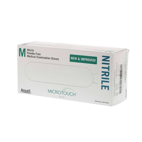 Ansell Healthcare Products LLC Gloves Exam Micro-Touch Nitrile PF Nitrile Latex-Free 9.5 in Md Blue 200/Bx, 10 BX/CA - 6034302