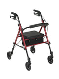 Adjustable Height Rollator, 6" Casters, Red