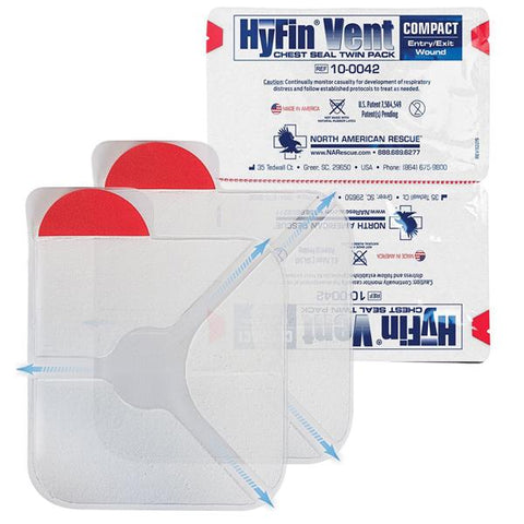 North America Rescue LLC Vent Chest Seal Hyfin 4.75x4.75" Clear 2/Pk - 10-0042