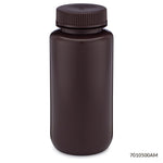 Globe Scientific Bottles, Diamond RealSeal, Wide Mouth Round, Amber HDPE with Amber PP Closure