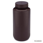 Globe Scientific Bottles, Diamond RealSeal, Wide Mouth Round, Amber HDPE with Amber PP Closure