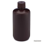 Globe Scientific Bottles, Diamond RealSeal, Narrow Mouth Boston Round, Amber HDPE with Amber PP Closure