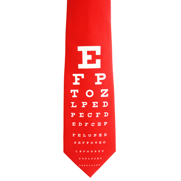 SNELLEN CHART ON RED BACKGROUND NECKTIE