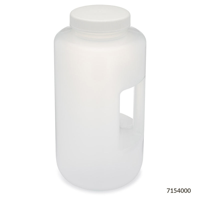 Globe Scientific Bottles, Diamond RealSeal, Wide Mouth with Handle, PP with PP Closure, 4L, 6 of Case