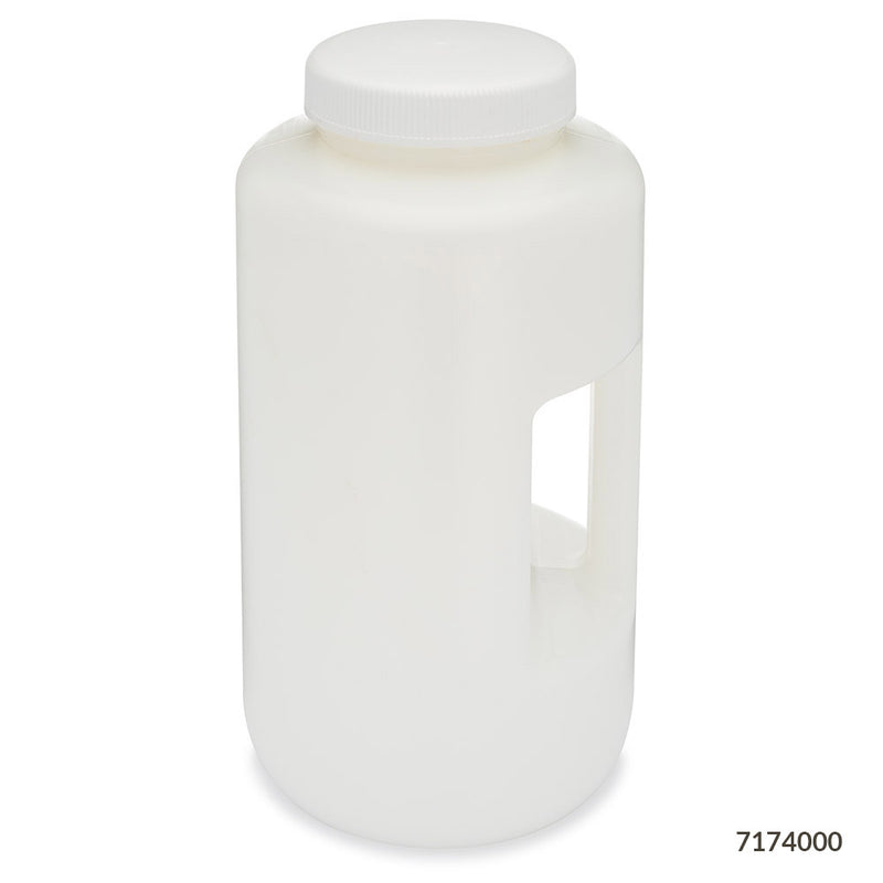 Globe Scientific Bottles, Diamond RealSeal, Wide Mouth with Handle, Round, HDPE with PP Closure