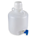 Globe Scientific Carboys, Round with Spigot and Handles, LDPE, White PP Screwcap, Molded Graduations