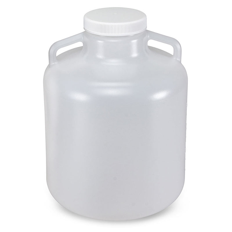 Globe Scientific Carboys, Round with Handles, Wide Mouth, LDPE, White PP Screwcap, Molded Graduations