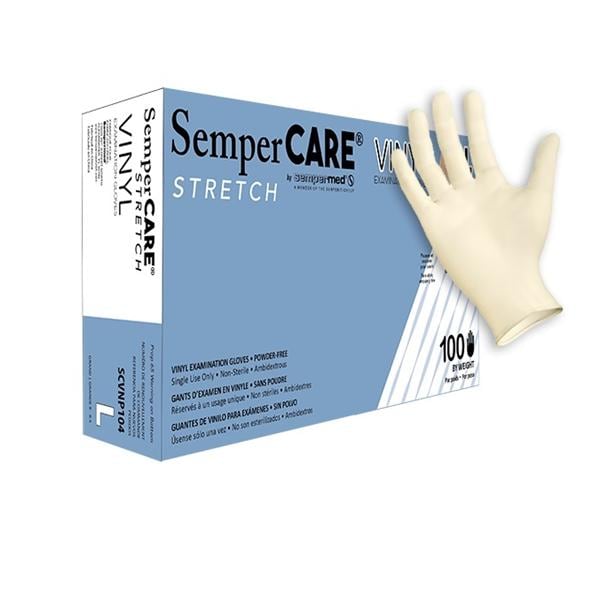 Sempermed USA, Inc Gloves Exam Sempercare Powder-Free Vinyl Latex-Free Large Cream 100/Bx, 10 BX/CA - SCVNP104