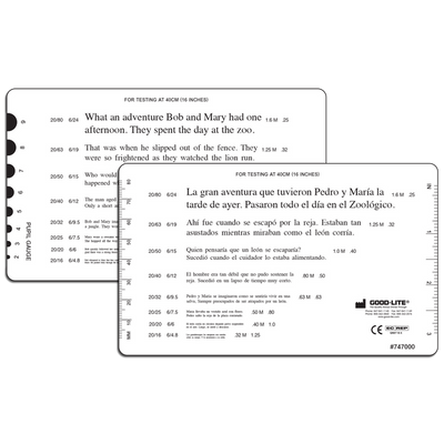 ENGLISH AND SPANISH CONTINUOUS TEXT READING CARD