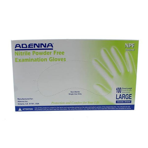 Adenna, Inc Gloves Exam Powder-Free Nitrile Latex-Free Large Blue 10Bx/Ca - NPF886