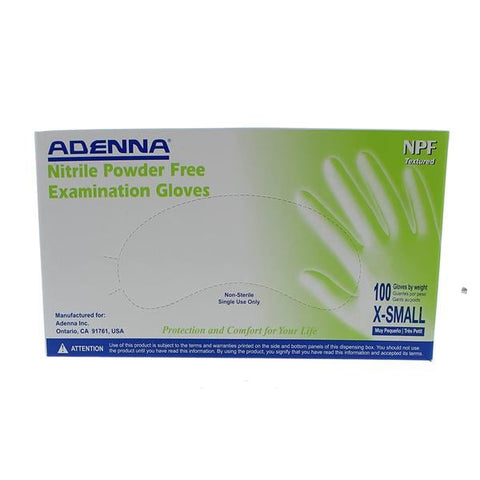 Adenna, Inc Gloves Exam Powder-Free Nitrile Latex-Free X-Small Blue 10Bx/Ca - NPF880