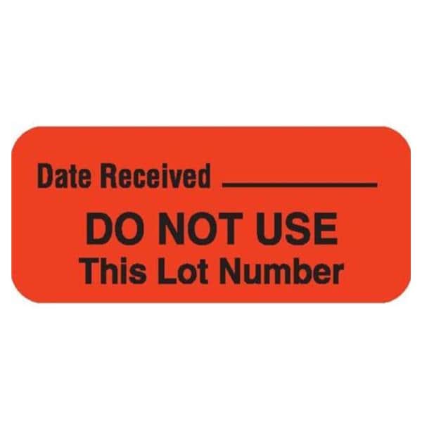 Marketlab Permanent Label Orange 1-1/2x5/8" Do Not Use This Lot Number 1000/Rl - 8032