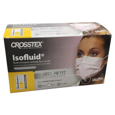 Crosstex International Mask Isofluid SecureFit Anti-Fog ASTM Level 1 Pink 50/Bx, 40 BX/CA - GCIPKSF