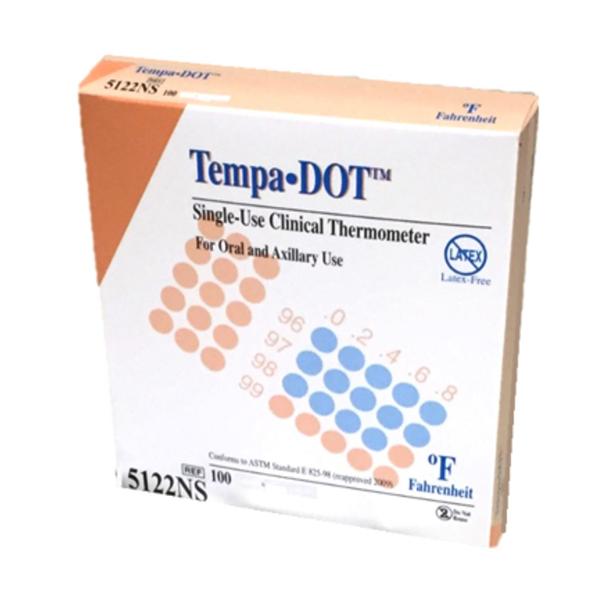 Medical Indicators, Inc Thermometer Tempa-DOT Oral/Auxiliary 100/Bx, 20 BX/CA - 5122NS