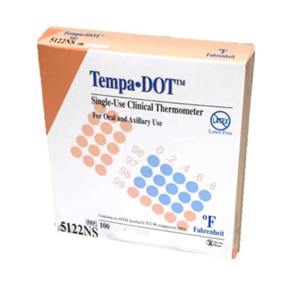 Medical Indicators, Inc Thermometer Tempa-DOT Oral/Auxiliary 100/Bx, 20 BX/CA - 5122NS