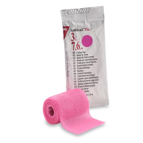 3M Medical Products Tape Scotchcast Plus Fiberglass 3"x4yd Roll Pink 10/Ca - 82003X