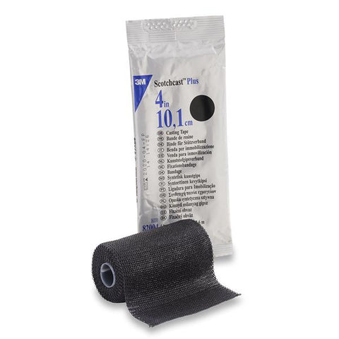 3M Medical Products Tape Scotchcast Plus Fiberglass 4"x4yd Roll Black 10/Ca - 82004A