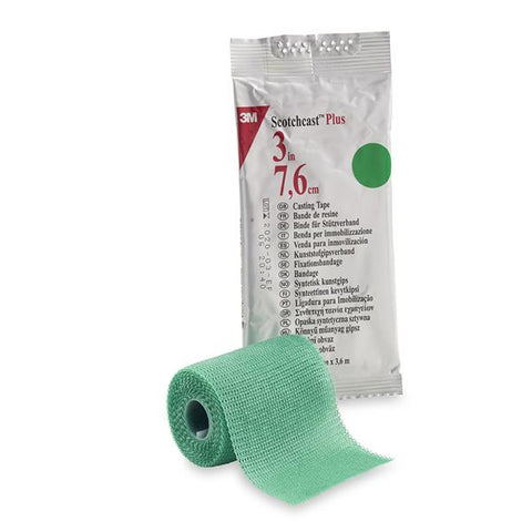 3M Medical Products Tape Scotchcast Plus Fiberglass 3"x4yd Roll Green 10/Ca - 82003G