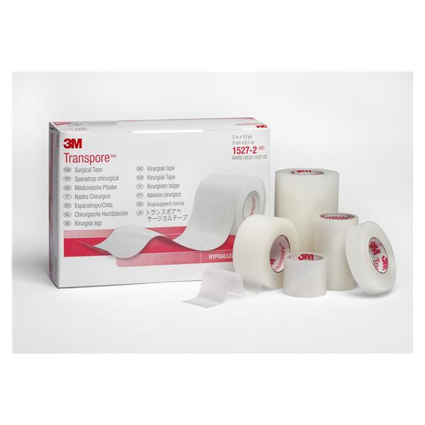 3M Medical Products Tape Surgical Transpore Plastic .5"x10yd Adhesive Clear 24/Bx, 10 BX/CA - 1527-0